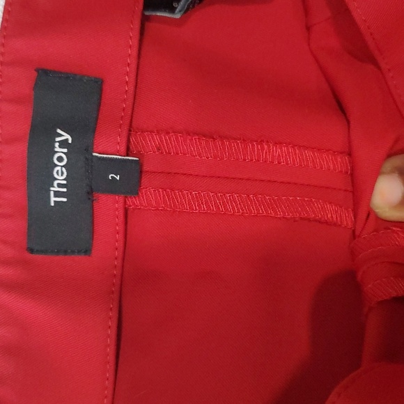 Theory Alettah approach red stretch pullon women's crop pants size 2 - Picture 3 of 12